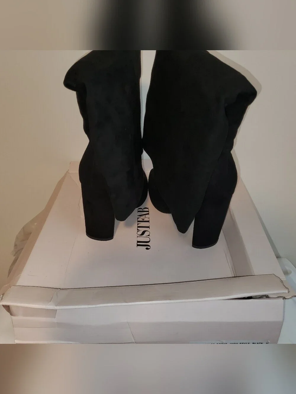JustFab Black Over-the-Knee Pointed-Toe Suede Boots
